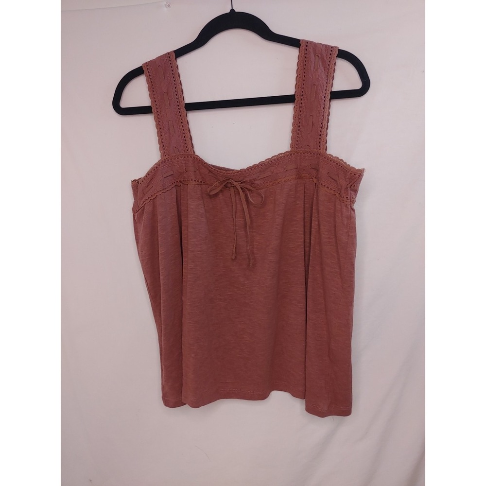 My Style Boho Sweater Tank Top Burgundy Lace Crochet Straps Elastic Band Sz L